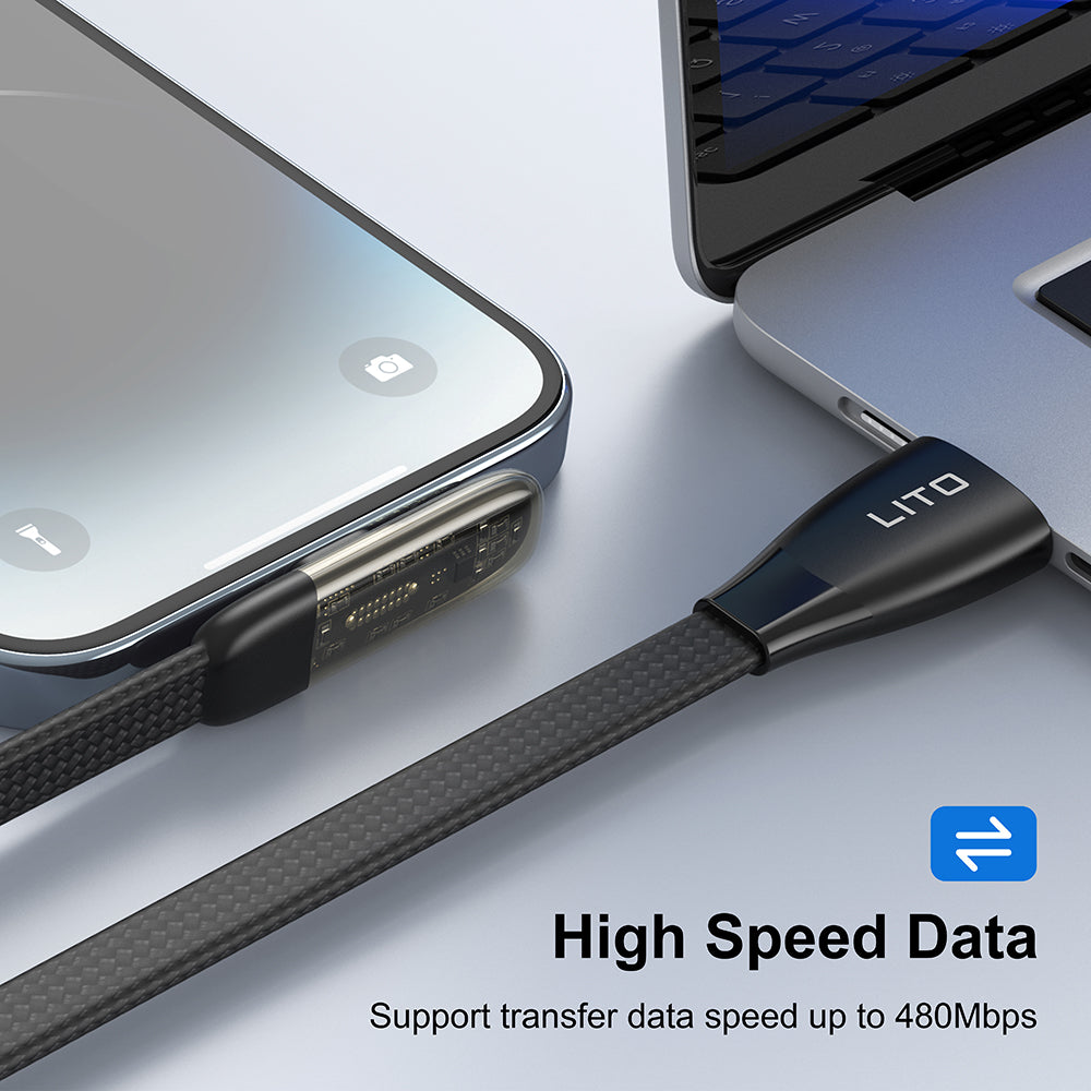 Kabel za podatke in polnjenje USB-C - USB-C Lito LD11CC, 60W, 1m, črn