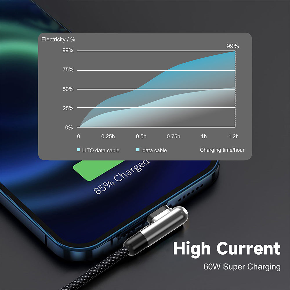 Podatkovni in polnilni kabel USB-C - USB-C Lito LD13CC, 60W, 1m, črn