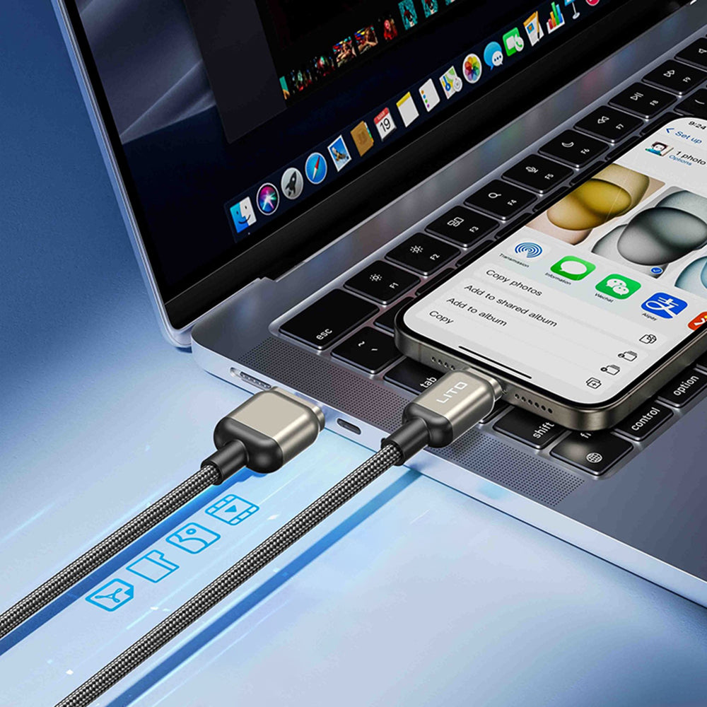 Kabel za podatke in polnjenje USB-C - USB-C Lito LD17, 100W, 1m, črn