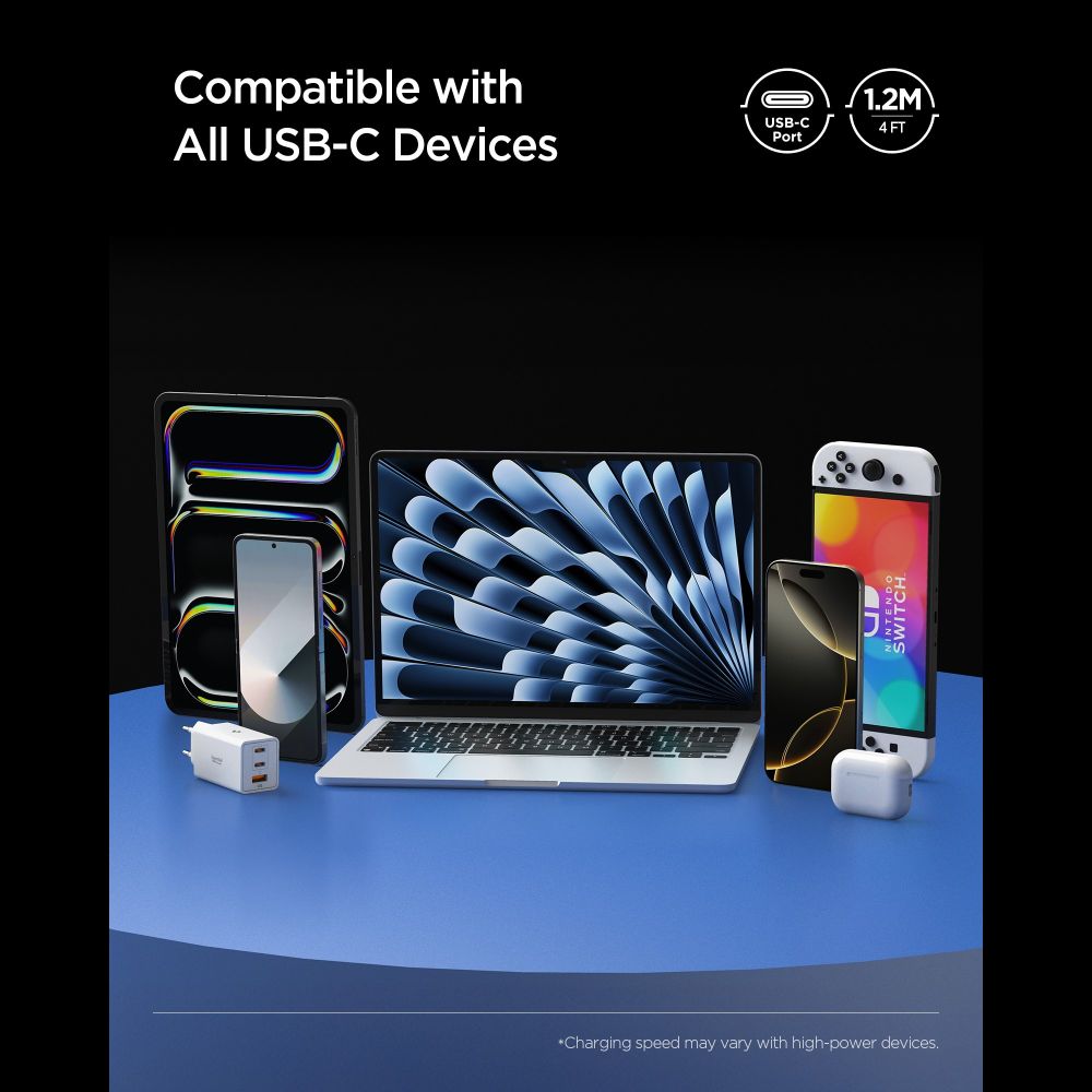 Podatkovni in polnilni kabel USB-C - USB-C Spigen EB24012CC, 240W, 1.2m, črn