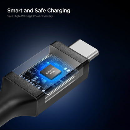 Podatkovni in polnilni kabel USB-C - USB-C Spigen EB24012CC, 240W, 1.2m, črn