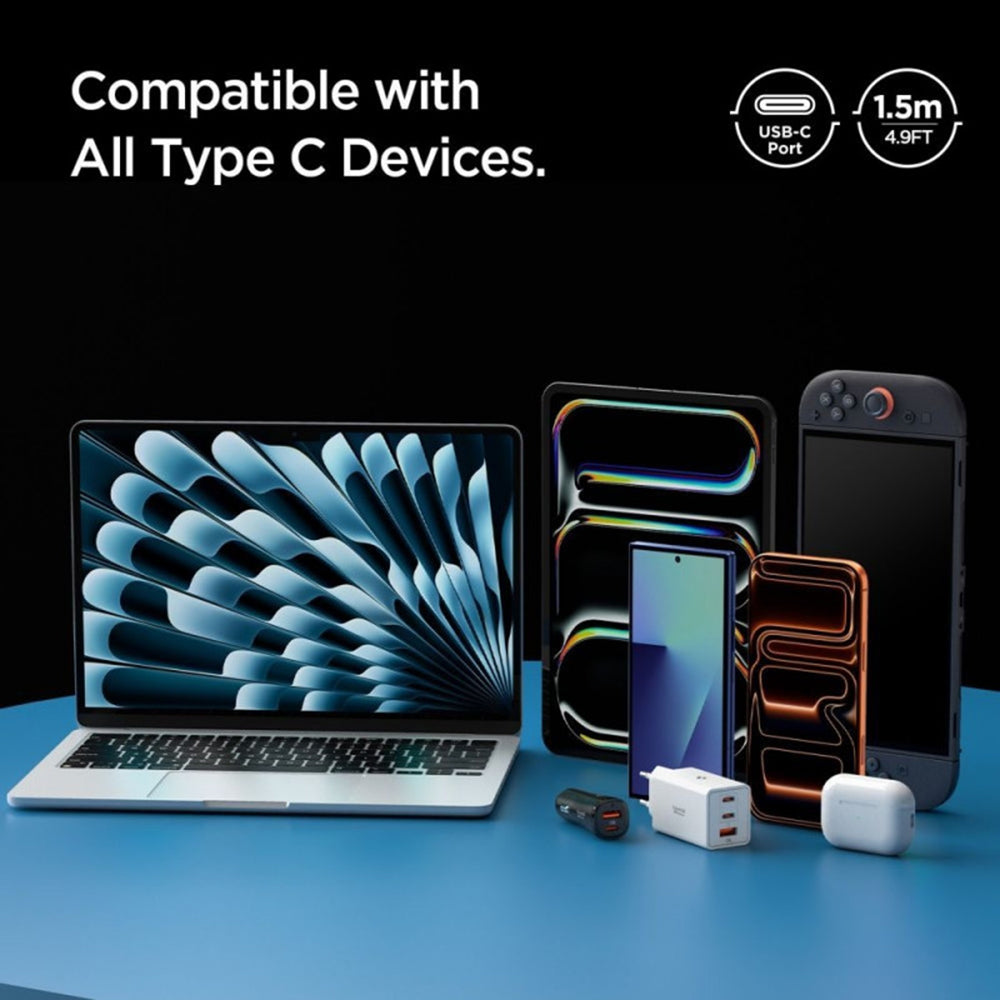 USB-C podatkovni in polnilni kabel - USB-C Spigen EB6015CC, 60W, 1,5 m, siva ACA10418