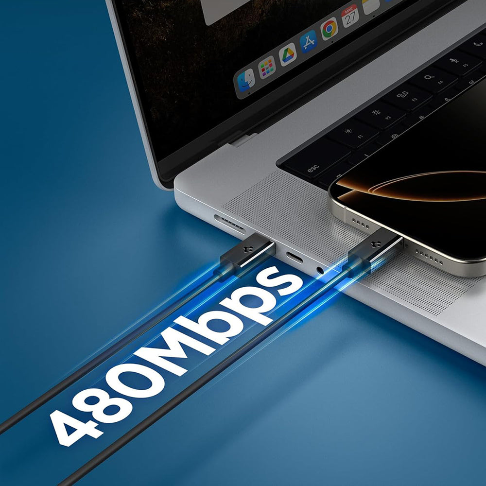 USB-C podatkovni in polnilni kabel - USB-C Spigen EB6015CC, 60W, 1,5 m, črn ACA10417