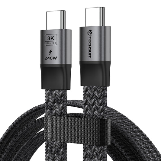 USB-C podatkovni in polnilni kabel - USB-C Techsuit ElysiumSync Pro CX1, 240W, 1m, siva
