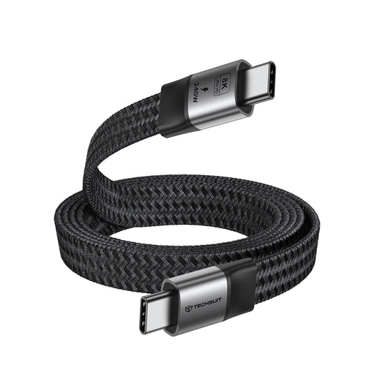 USB-C podatkovni in polnilni kabel - USB-C Techsuit ElysiumSync Pro CX1, 240W, 1m, siva