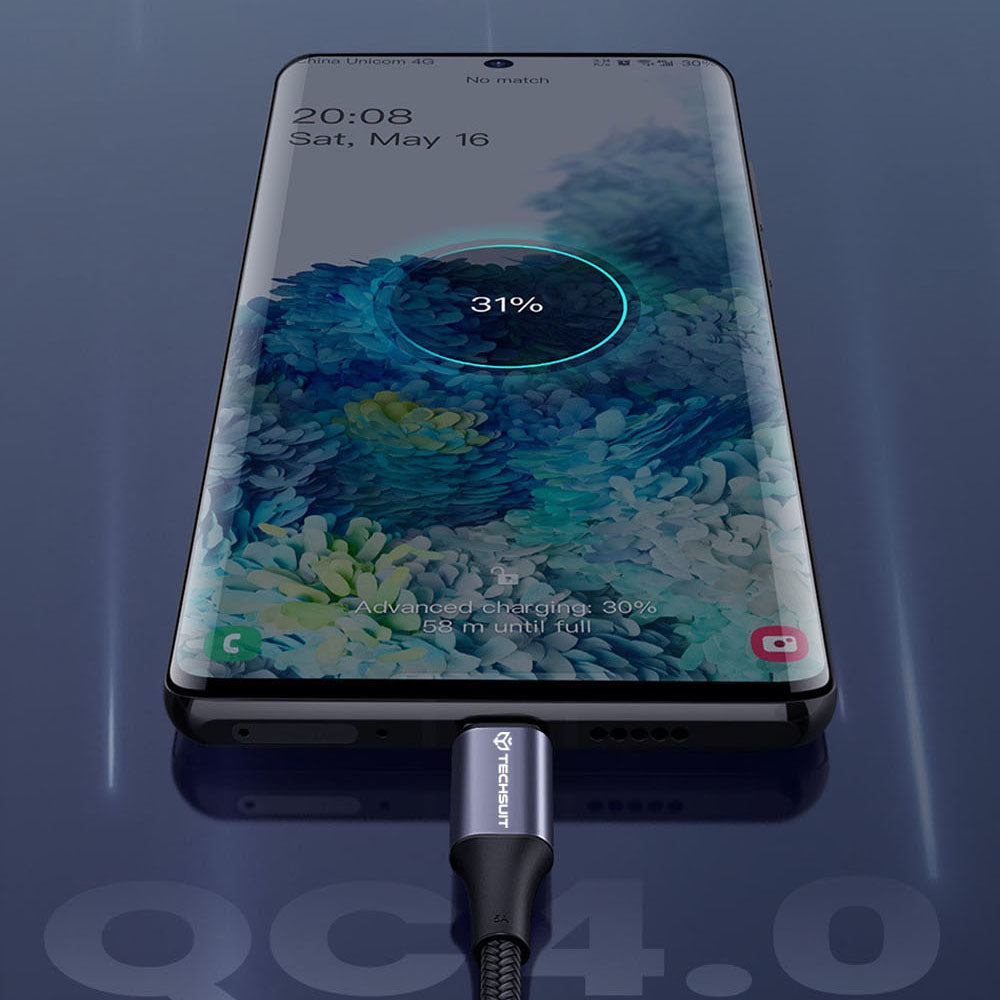 Kabel za podatke in polnjenje USB-C - USB-C Techsuit PCB018, 100W, 1m, črn.