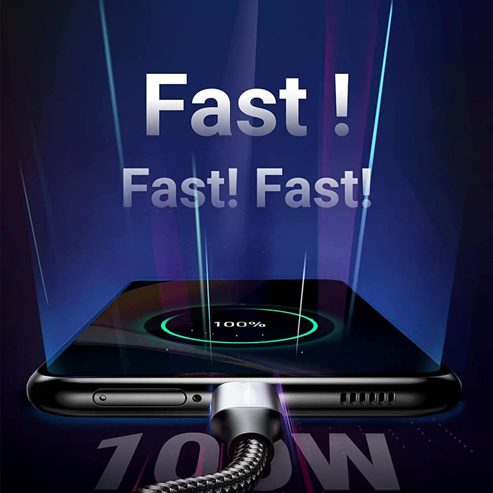 Kabel za podatke in polnjenje USB-C - USB-C Techsuit PCB018, 100W, 1m, črn.