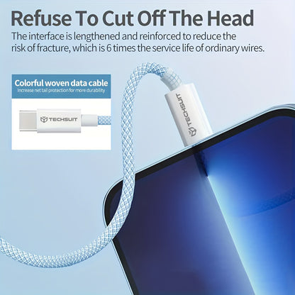 Kabel za podatke in polnjenje USB-C - USB-C Techsuit PCB114D, 60W, 1m, rumen.