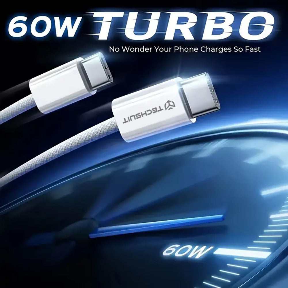 Kabel za podatke in polnjenje USB-C - USB-C Techsuit PCB114D, 60W, 1m, črn