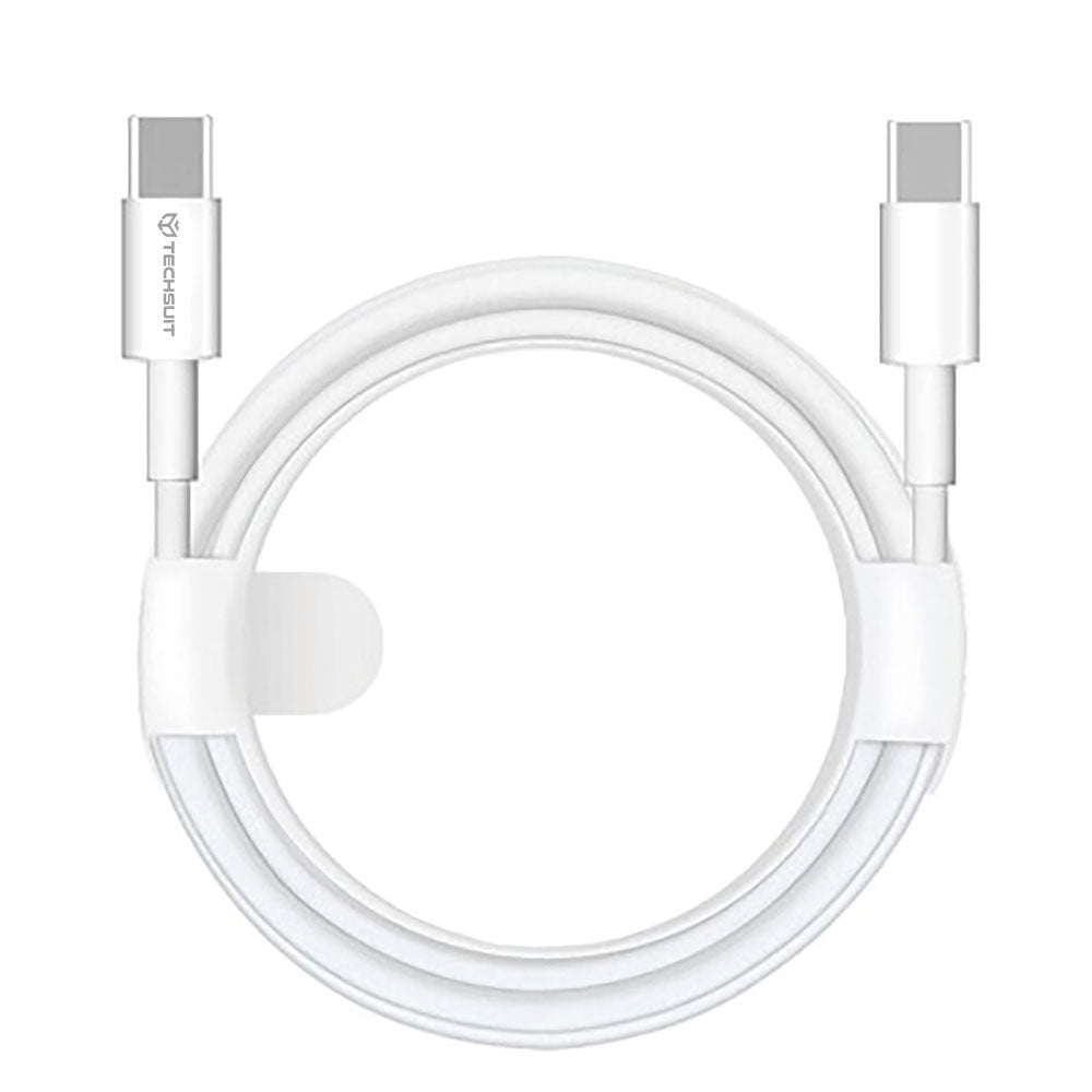 Kabel za podatke in polnjenje USB-C - USB-C Techsuit PCB130, 60W, 1m, Bel