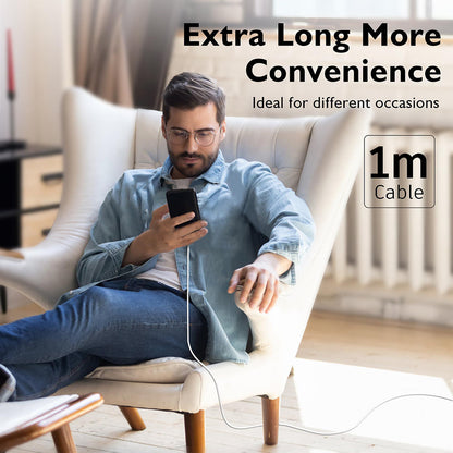 Kabel za podatke in polnjenje USB-C - USB-C Techsuit PCB130, 60W, 1m, Bel