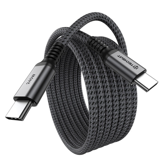 USB-C podatkovni in polnilni kabel - USB-C Techsuit TitanSync Pro CX2, 240W, 1m, siva