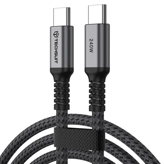 USB-C podatkovni in polnilni kabel - USB-C Techsuit TitanSync Pro CX2, 240W, 1m, siva