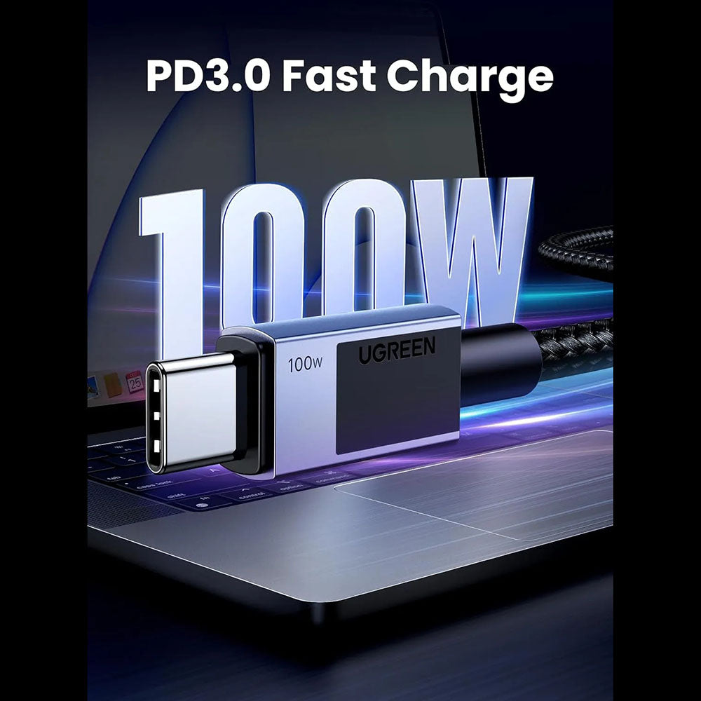 Kabel za prenos podatkov in polnjenje USB-C - USB-C UGREEN L512, 100W, 1m, Siv