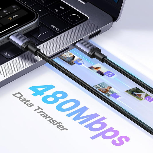 Podatkovni in polnilni kabel USB-C - USB-C UGREEN L532, 240W, 0.5m, Siv