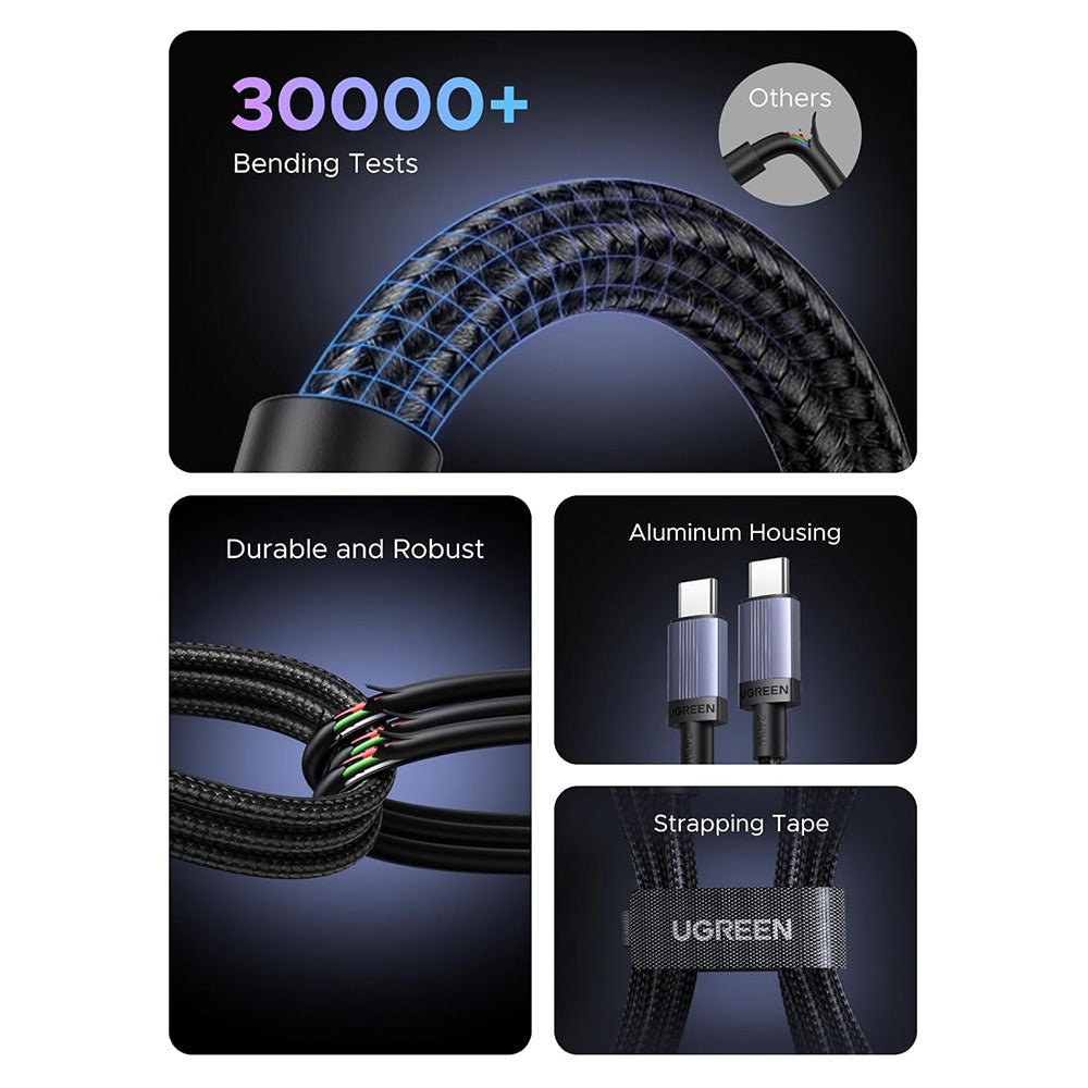 Kabel za podatke in polnjenje USB-C - USB-C UGREEN L532, 240W, 2m, Siv