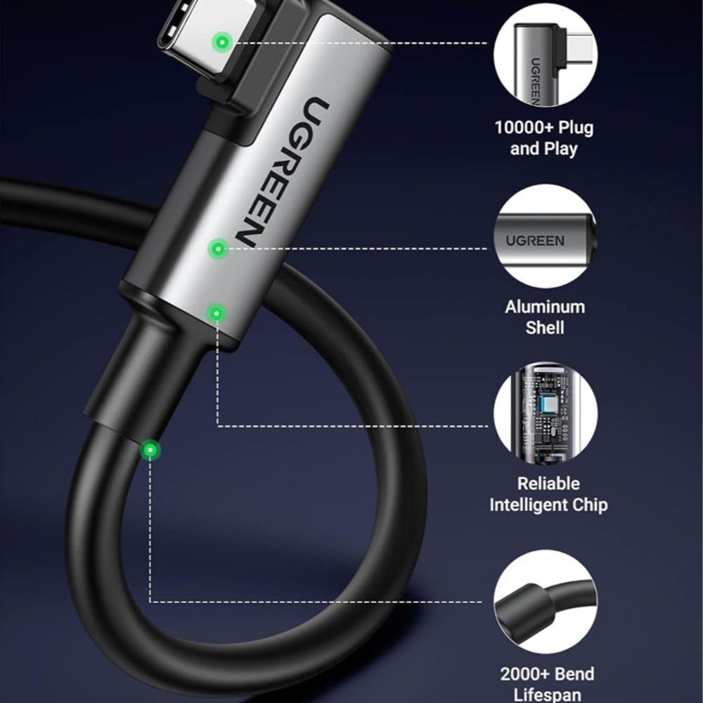 Kabel za podatke in polnjenje USB-C - USB-C UGREEN US551 (90629) Angled, 60W, 5m, črn