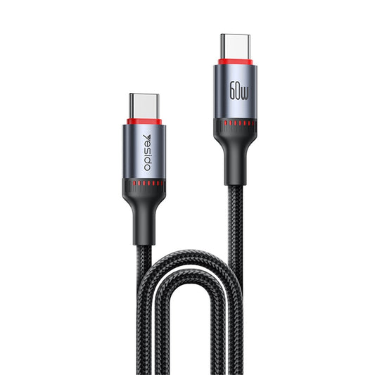 Kabel za podatke in polnjenje USB-C - USB-C Yesido CA181, 60W, 1.2m, črn
