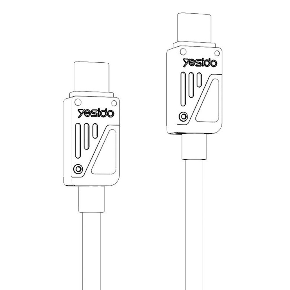 Kabel za podatke in polnjenje USB-C - USB-C Yesido CA196, 60W, 1.2m, črn