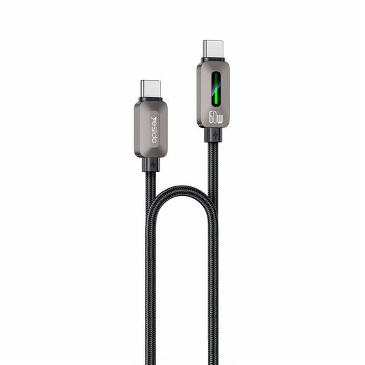 USB-C podatkovni in polnilni kabel - USB-C Yesido CA198, 60W, 1,2 m, črn
