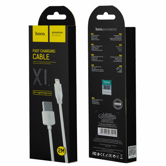 Kabel za podatke in polnjenje USB-A - Lightning HOCO Rapid X1, 18W, 2m, Bel