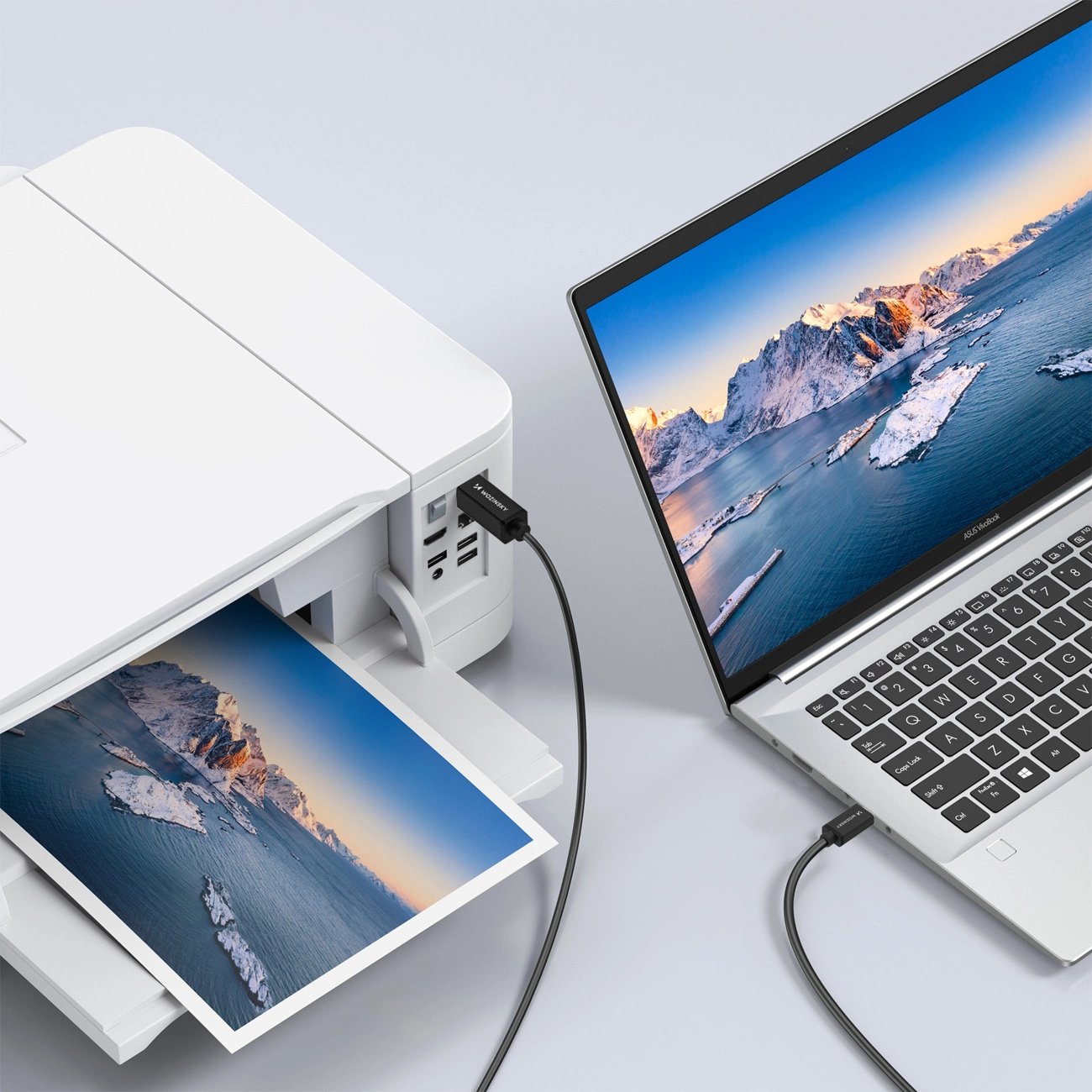 WZK WKDDY1S Printer Cable, USB-C - USB-B, 1m, Black