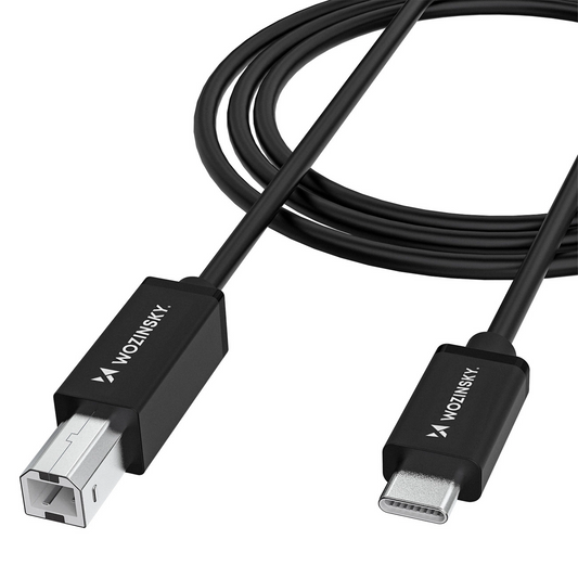Tiskalni kabel WZK WKDDY2S, USB-C - USB-B, 2m, Črn