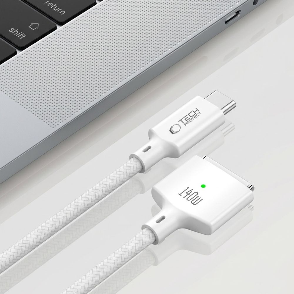 Polnilni kabel Tech-Protect MMC01 Ultraboost, USB-C - MagSafe 3, 140W, 2m, Bela