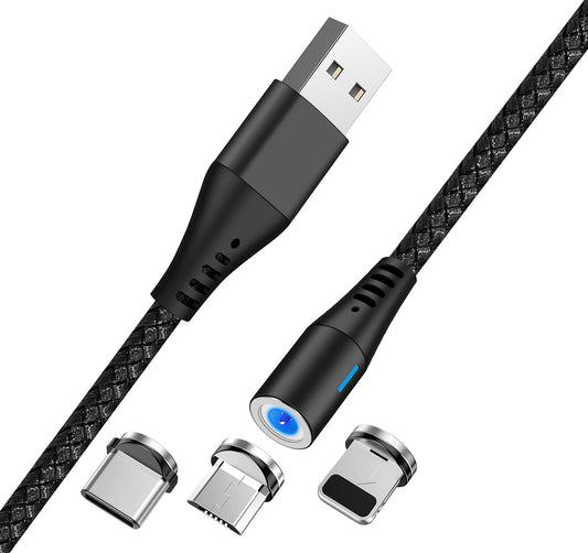 USB-A polnilni kabel - Lightning / microUSB / USB-C MaXlife MXUC-02 magnetni 3v1, 18W, 1m, črn
