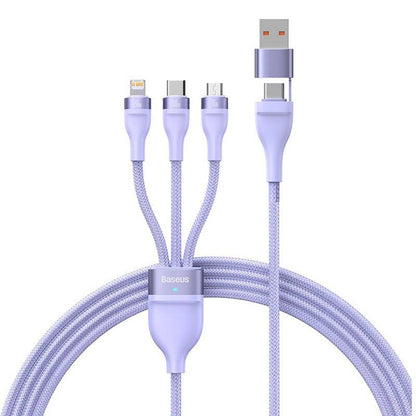 Kabel za polnjenje USB-A / USB-C - Lightning / microUSB / USB-C Baseus Flash Series II 3in1, 100W, 1.2m, Vijolična CASS030105