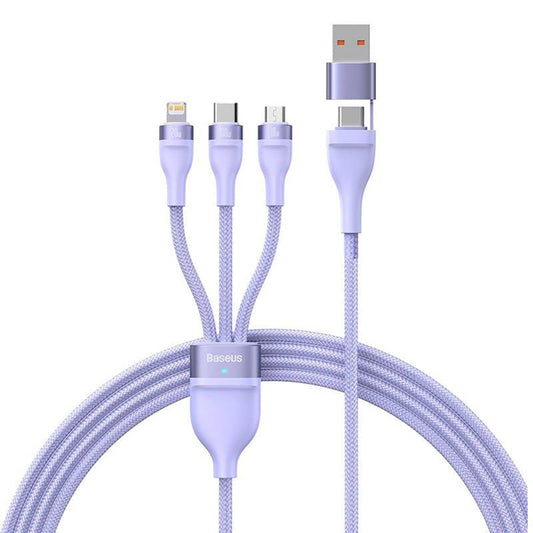 Kabel za polnjenje USB-A / USB-C - Lightning / microUSB / USB-C Baseus Flash Series II 3in1, 100W, 1.2m, Vijolična CASS030105