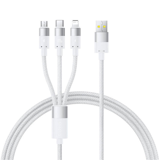 USB-A to Lightning / microUSB / USB-C Baseus StarSpeed Charging Cable, 100W, 1.5m, White P10319900211-00