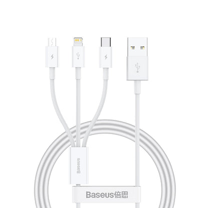 Polnilni kabel USB-A - Lightning / microUSB / USB-C Baseus Superior 3in1 Series, 20W, 1m, Bel P10320105221-00