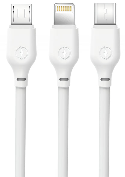 USB-A - Lightning / microUSB / USB-C XO Design NB103 3in1 Charging Cable, 10W, 1m, White