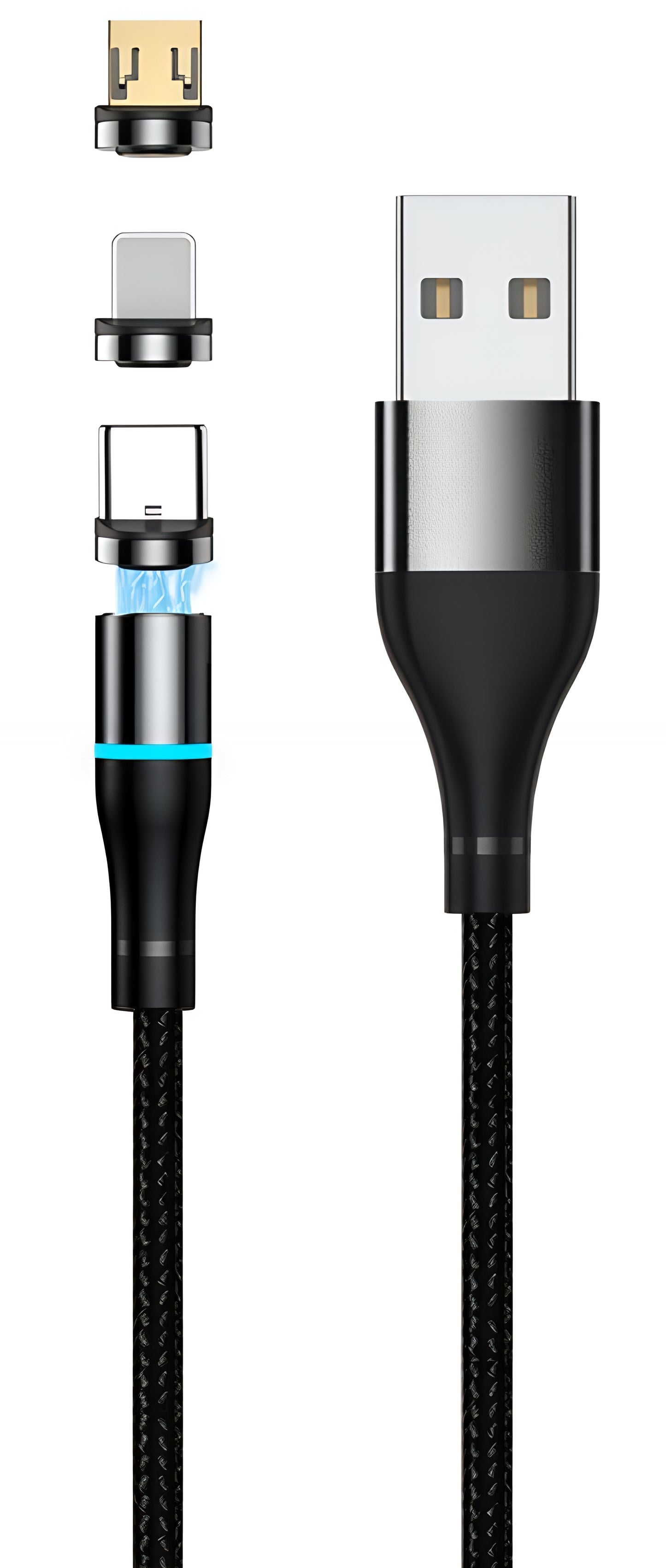 Polnilni kabel USB-A - Lightning / microUSB / USB-C Setty Magnetic 3in1, 10W, 1m, črn