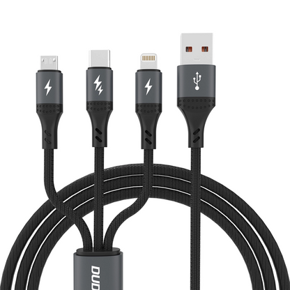 USB-A polnilni kabel - Lightning / microUSB / USB-C Dudao L3E 3v1, 60W, 1,2 m, črn