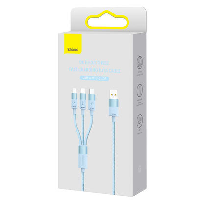 USB-A Charging Cable - Lightning / microUSB / USB-C Baseus StarSpeed 3in1, 20W, 1.2m, Blue CAXS000017