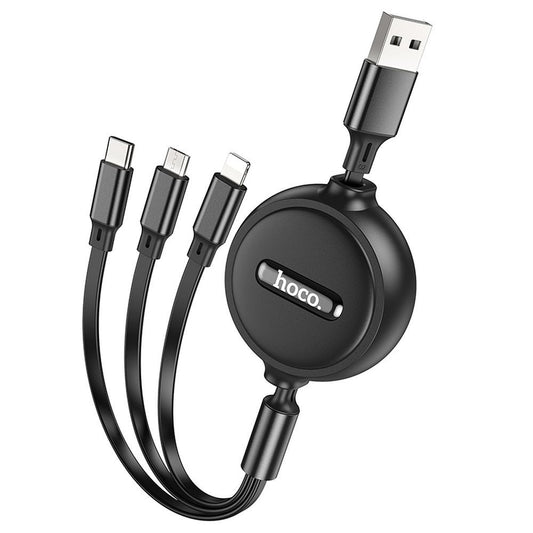 Polnilni kabel USB-A - Lightning / microUSB / USB-C HOCO X75 3v1, 18W, 1m, črn