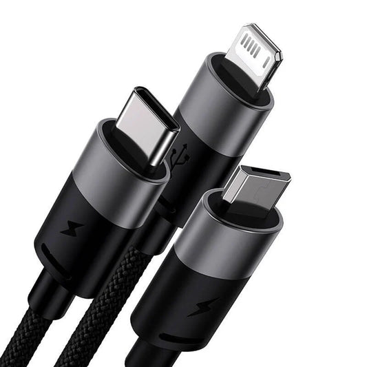 USB-A Charging Cable - Lightning / microUSB / USB-C Baseus StarSpeed 3in1, 20W, 0.6m, Black P10319900111-00