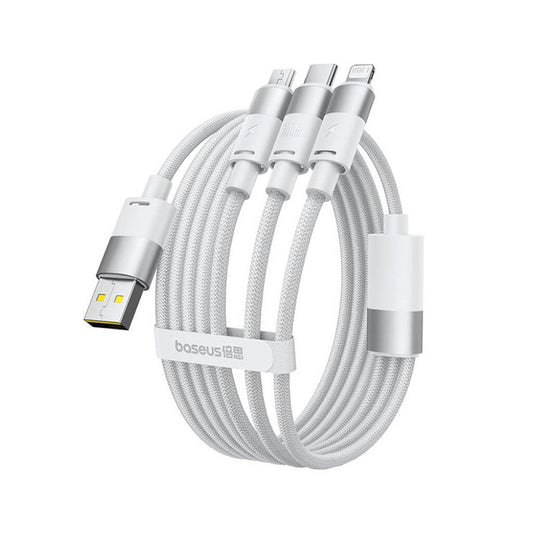 USB-A to Lightning / microUSB / USB-C Baseus StarSpeed Charging Cable, 100W, 1.5m, White P10319900211-00