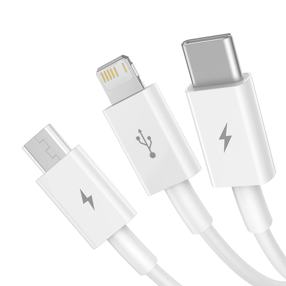 Polnilni kabel USB-A - Lightning / microUSB / USB-C Baseus Superior 3in1 Series, 20W, 1m, Bel P10320105221-00