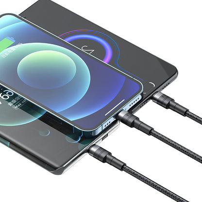 USB-A Charging Cable - Lightning / microUSB / USB-C XO Design NB-Q191 3in1, 66W, 1.2m, Black