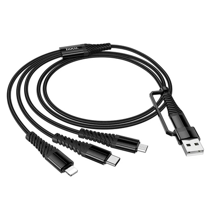 Polnilni kabel USB-A / USB-C - Lightning / microUSB / USB-C HOCO X123 3v1, 18W, 1m, Črn