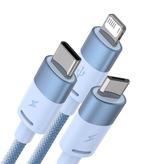 USB-A Charging Cable - Lightning / microUSB / USB-C Baseus StarSpeed 3in1, 20W, 1.2m, Blue CAXS000017