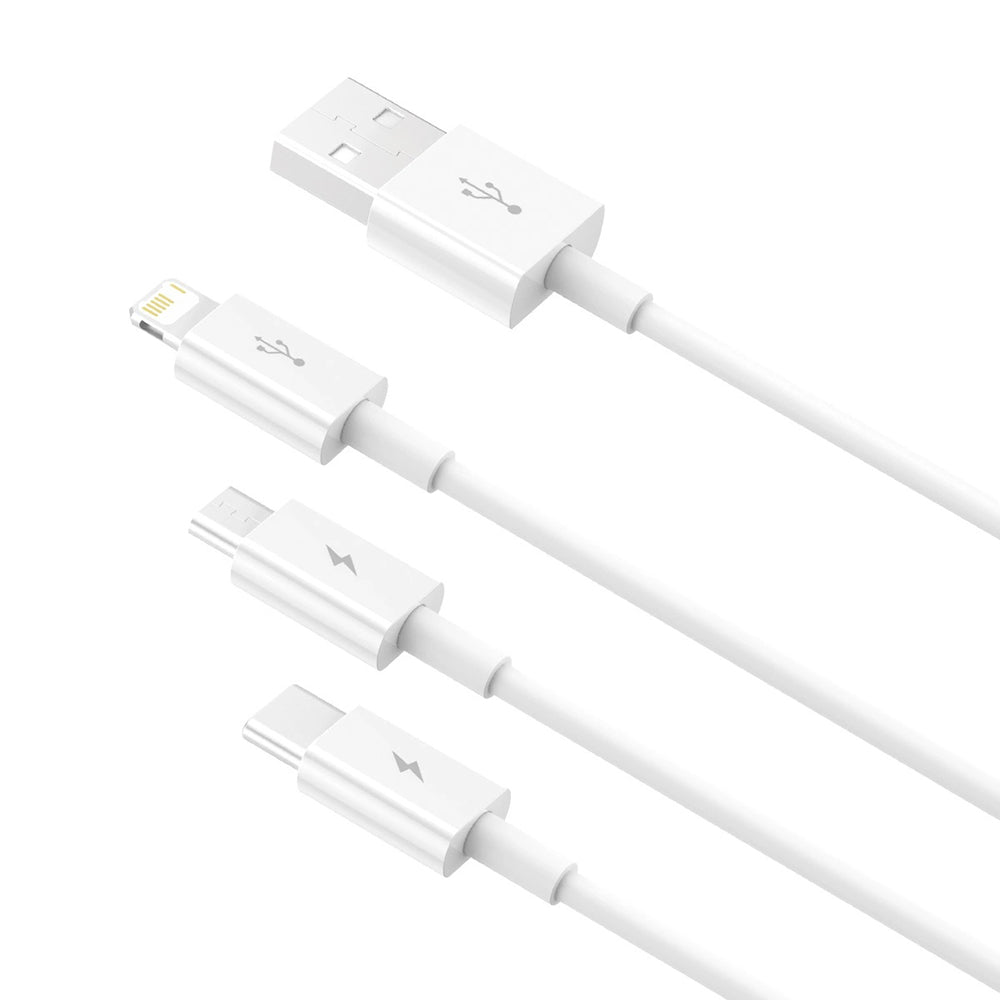 Polnilni kabel USB-A - Lightning / microUSB / USB-C Baseus Superior 3in1 Series, 20W, 1m, Bel P10320105221-00