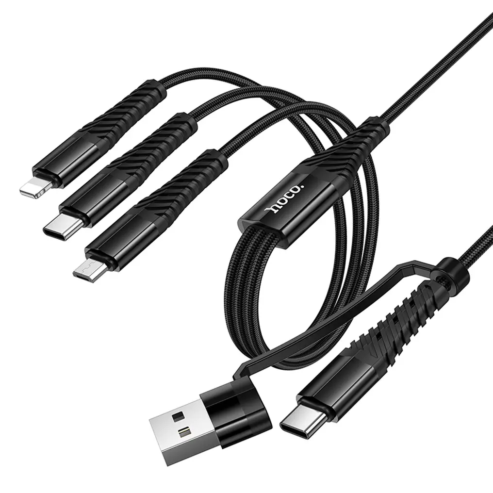 Polnilni kabel USB-A / USB-C - Lightning / microUSB / USB-C HOCO X123 3v1, 18W, 1m, Črn