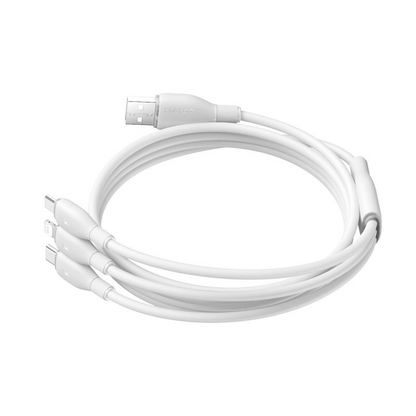 USB-A polnilni kabel - Lightning / microUSB / USB-C Baseus Ultra Fast 3v1, 18W, 1,3 m, bel P10376303211-00