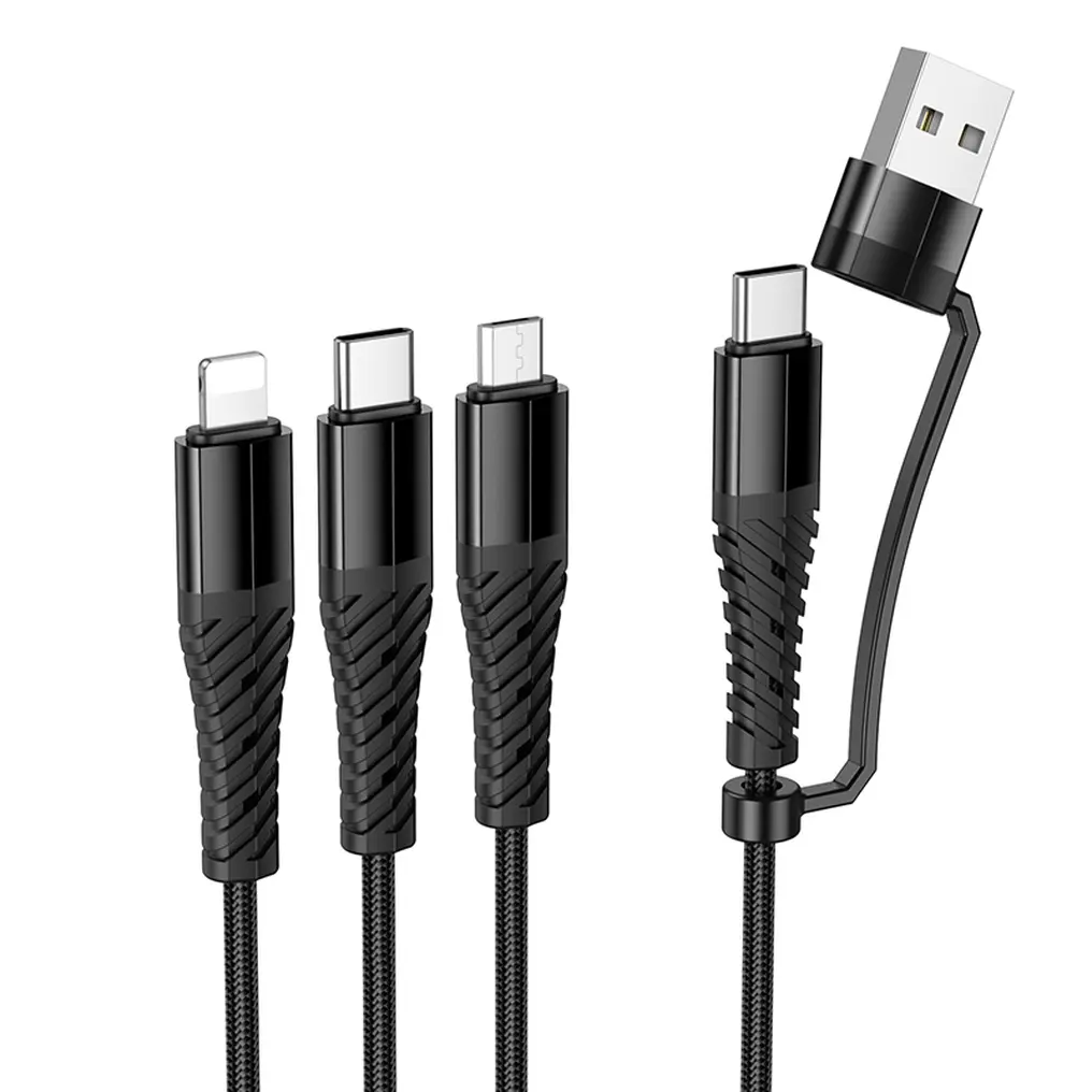Polnilni kabel USB-A / USB-C - Lightning / microUSB / USB-C HOCO X123 3v1, 18W, 1m, Črn