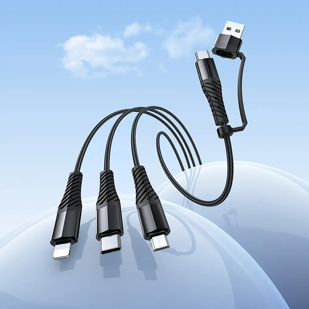 Polnilni kabel USB-A / USB-C - Lightning / microUSB / USB-C HOCO X123 3v1, 18W, 1m, Črn