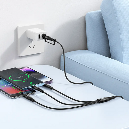 Polnilni kabel USB-A / USB-C - Lightning / microUSB / USB-C HOCO X123 3v1, 18W, 1m, Črn